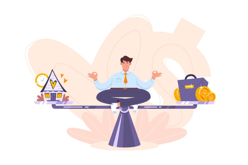 Businessman keeping balance on a scale