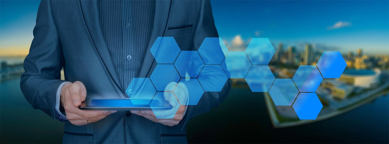 Business consultant working with digital business data